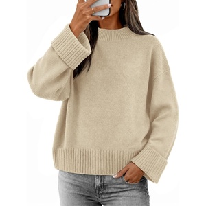 ATHMILE Sweaters for Women 2026 Fall Fashion Outfits Long Sleeve Loose Casual Crewneck Ribbed Knit Pullover Winter Clothes(Apricot)