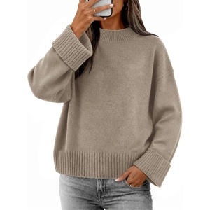 ATHMILE Sweaters for Women 2026 Fall Fashion Outfits Long Sleeve Loose Casual Crewneck Ribbed Knit Pullover Winter Clothes(Camel)