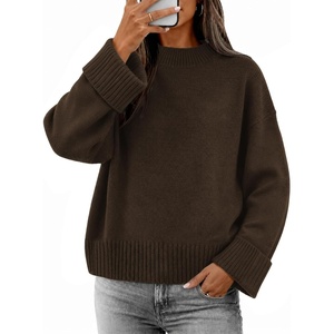 ATHMILE Sweaters for Women 2026 Fall Fashion Outfits Long Sleeve Loose Casual Crewneck Ribbed Knit Pullover Winter Clothes(Coffee)