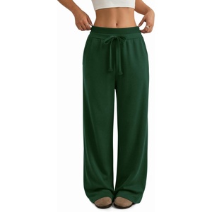 ATHMILE Sweatpants Women Wide Leg High Waisted Baggy Lounge Casual Cotton Pants Fashion Y2K Gym Clothes for Fall Winter(Dark Green)