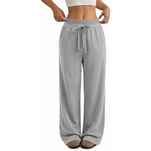 ATHMILE Sweatpants Women Wide Leg High Waisted Baggy Lounge Casual Cotton Pants Fashion Y2K Gym Clothes for Fall Winter(Grey)