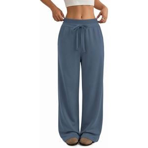 ATHMILE Sweatpants Women Wide Leg High Waisted Baggy Lounge Casual Cotton Pants Fashion Y2K Gym Clothes for Fall Winter(Grey Blue)