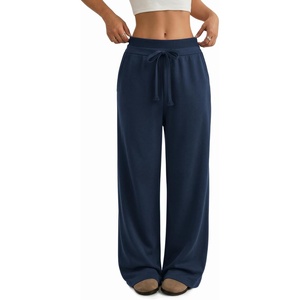 ATHMILE Sweatpants Women Wide Leg High Waisted Baggy Lounge Casual Cotton Pants Fashion Y2K Gym Clothes for Fall Winter(Navy Blue)