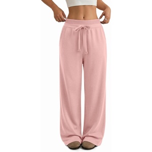 ATHMILE Sweatpants Women Wide Leg High Waisted Baggy Lounge Casual Cotton Pants Fashion Y2K Gym Clothes for Fall Winter(Pink)