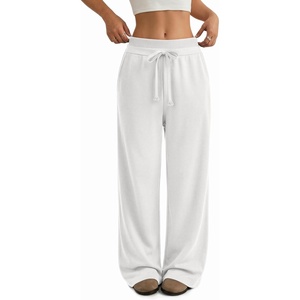 ATHMILE Sweatpants Women Wide Leg High Waisted Baggy Lounge Casual Cotton Pants Fashion Y2K Gym Clothes for Fall Winter(White)