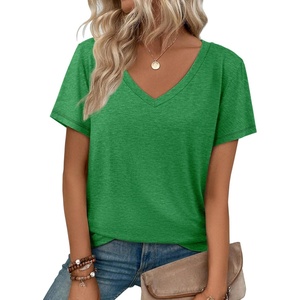 ATHMILE T Shirts Short Sleeve V Neck Tees for Women Fashion Tops Trendy Soft Casual Summer Clothes Outfits 2026(San Pa Green)