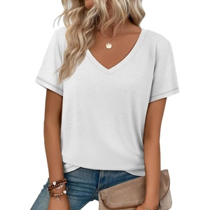 ATHMILE T Shirts Short Sleeve V Neck Tees for Women Fashion Tops Trendy Soft Casual Summer Clothes Outfits 2026(White)
