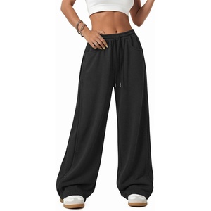 ATHMILE Women’s Baggy Wide Leg Pants Y2k Teen Girl Drawstring Track Pants Lounge Sweatpants Women 2026(Black)