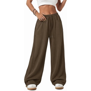 ATHMILE Women’s Baggy Wide Leg Pants Y2k Teen Girl Drawstring Track Pants Lounge Sweatpants Women 2026(Coffee)