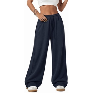 ATHMILE Women’s Baggy Wide Leg Pants Y2k Teen Girl Drawstring Track Pants Lounge Sweatpants Women 2026(Navy)