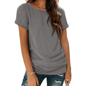 ATHMILE Women’s Boat Neck Tops Fashion Short Sleeve Scoop Neck Tees for Women Trendy Casual Shirts Summer Beach Outfits 2026(Grey)