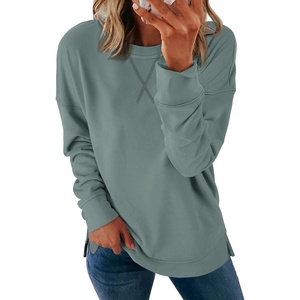 ATHMILE Womens Casual Crew Neck Sweatshirt Loose Soft Long Sleeve Shirts Oversized Pullover Tops Fall Outfits(Blue)