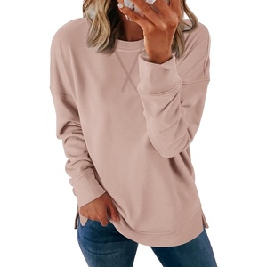 ATHMILE Womens Casual Crew Neck Sweatshirt Loose Soft Long Sleeve Shirts Oversized Pullover Tops Fall Outfits(Pink)