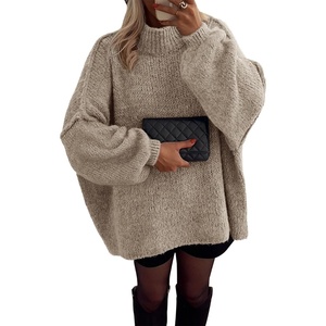 ATHMILE Womens Fall Fashion Oversized Sweaters Chunky Knit Mock Neck Long Sleeve Casual Trendy Pullover Winter Clothes 2026(Camel)