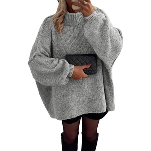 ATHMILE Womens Fall Fashion Oversized Sweaters Chunky Knit Mock Neck Long Sleeve Casual Trendy Pullover Winter Clothes 2026(Grey)