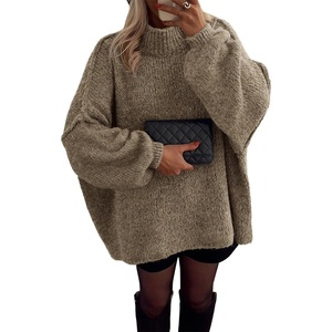 ATHMILE Womens Fall Fashion Oversized Sweaters Chunky Knit Mock Neck Long Sleeve Casual Trendy Pullover Winter Clothes 2026(Khaki)