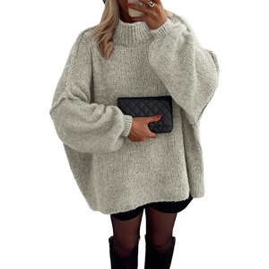 ATHMILE Womens Fall Fashion Oversized Sweaters Chunky Knit Mock Neck Long Sleeve Casual Trendy Pullover Winter Clothes 2026(Light Grey)