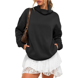 ATHMILE Womens Fleece Sweatshirts with Pockets Oversized Mock Neck Sweatshirt Turtleneck Pullover Fall Fashion Outfits 2026(Black)