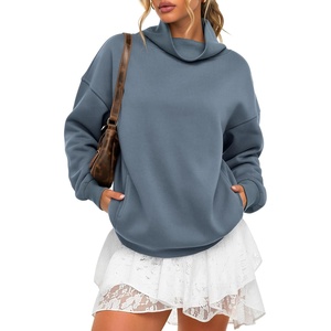 ATHMILE Womens Fleece Sweatshirts with Pockets Oversized Mock Neck Sweatshirt Turtleneck Pullover Fall Fashion Outfits 2026(Gray Blue)