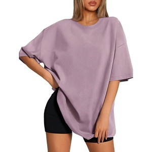 ATHMILE Womens Oversized T Shirts Loose Fit Crewneck Short Sleeve Tops Summer Casual Blouse 2026 Y2K Basic Tee Beach(Darkpink)