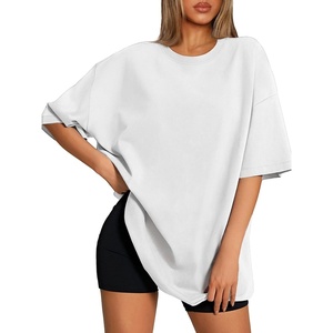 ATHMILE Womens Oversized T Shirts Loose Fit Crewneck Short Sleeve Tops Summer Casual Blouse 2026 Y2K Basic Tee Beach(White)