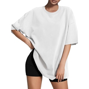 ATHMILE Womens Oversized T Shirts Loose Fit Crewneck Short Sleeve Tops Summer Casual Blouse Y2K Basic Tee 2023(White)