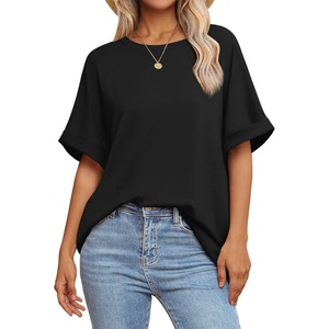 ATHMILE Womens Oversized T Shirts Summer Tops Spring Casual Loose Fit Workout Short Sleeve 2026 Beach Vacation(Black)