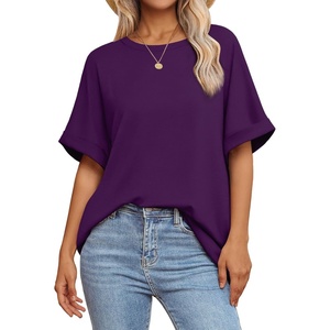 ATHMILE Womens Oversized T Shirts Summer Tops Spring Casual Loose Fit Workout Short Sleeve 2026 Beach Vacation(Dark Purple)