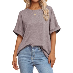 ATHMILE Womens Oversized T Shirts Summer Tops Spring Casual Loose Fit Workout Short Sleeve 2026 Beach Vacation(Gray Purple)