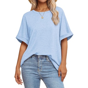 ATHMILE Womens Oversized T Shirts Summer Tops Spring Casual Loose Fit Workout Short Sleeve 2026 Beach Vacation(Ice Blue)