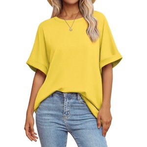 ATHMILE Womens Oversized T Shirts Summer Tops Spring Casual Loose Fit Workout Short Sleeve 2026 Beach Vacation(Lemon Yellow)