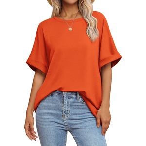 ATHMILE Womens Oversized T Shirts Summer Tops Spring Casual Loose Fit Workout Short Sleeve 2026 Beach Vacation(Orange)