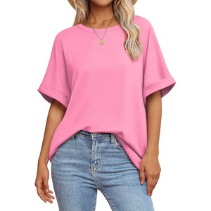 ATHMILE Womens Oversized T Shirts Summer Tops Spring Casual Loose Fit Workout Short Sleeve 2026 Beach Vacation(Pink)