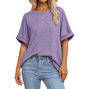 ATHMILE Womens Oversized T Shirts Summer Tops Spring Casual Loose Fit Workout Short Sleeve 2026 Beach Vacation(Purple)