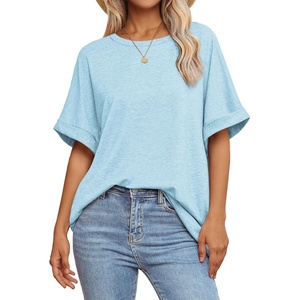 ATHMILE Womens Oversized T Shirts Summer Tops Spring Casual Loose Fit Workout Short Sleeve 2026 Beach Vacation(Sky Blue)