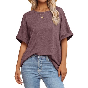 ATHMILE Womens Oversized T Shirts Summer Tops Spring Casual Loose Fit Workout Short Sleeve 2026 Beach Vacation(Wine Red)