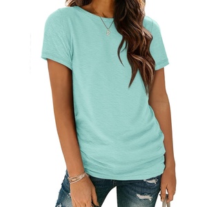ATHMILE Womens Soft Basic T Shirt Summer Tops Short Sleeve Crewneck Tees Casual Teachers Cute Work Outfits Everyday Wear(Aqua)