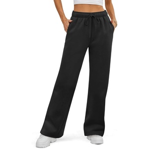 ATHMILE Womens Sweatpants 2026 Fall Baggy Wide Leg Sweatpant Fleece Lined Straight Leg Sweat Pants(Black)