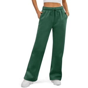 ATHMILE Womens Sweatpants 2026 Fall Baggy Wide Leg Sweatpant Fleece Lined Straight Leg Sweat Pants(Dark Green)
