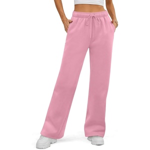 ATHMILE Womens Sweatpants 2026 Fall Baggy Wide Leg Sweatpant Fleece Lined Straight Leg Sweat Pants(Pink)