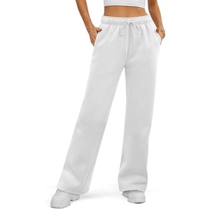 ATHMILE Womens Sweatpants 2026 Fall Baggy Wide Leg Sweatpant Fleece Lined Straight Leg Sweat Pants(White)