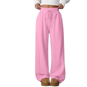 ATHMILE Womens Sweatpants Wide Leg Baggy High Waist Y2K Pants Fall Winter Spring Joggers Clothes with Pockets(Pink)