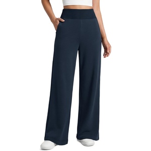 ATHMILE Women’s Wide Leg Sweatpants High Waisted Baggy Lounge Pants with Pockets Drawstring Comfy Casual Athletic Palazzo(Navy Blue)