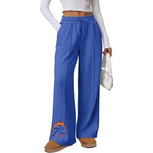 ATHMILE Womens Wide Leg Sweatpants High Waisted Baggy Pants Fashion Teen Girl Drawstring Athletic Joggers(Fleece-blue)