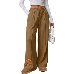 ATHMILE Womens Wide Leg Sweatpants High Waisted Baggy Pants Fashion Teen Girl Drawstring Athletic Joggers(Fleece-coffee Grey)