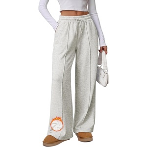 ATHMILE Womens Wide Leg Sweatpants High Waisted Baggy Pants Fashion Teen Girl Drawstring Athletic Joggers(Fleece-light Grey)