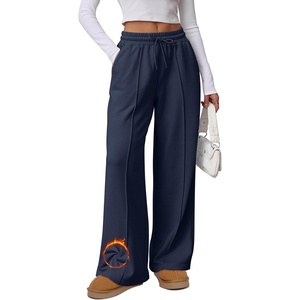 ATHMILE Womens Wide Leg Sweatpants High Waisted Baggy Pants Fashion Teen Girl Drawstring Athletic Joggers(Fleece-navy)