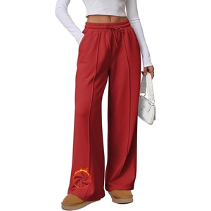 ATHMILE Womens Wide Leg Sweatpants High Waisted Baggy Pants Fashion Teen Girl Drawstring Athletic Joggers(Fleece-watermelonred)