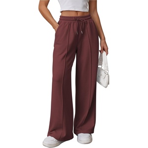 ATHMILE Womens Wide Leg Sweatpants High Waisted Baggy Pants Fashion Teen Girl Drawstring Athletic Joggers(Wine Red)