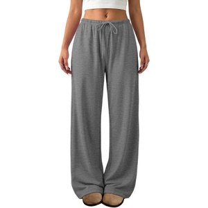 ATHMILE Womens Wide Leg Sweatpants Low Rise Baggy Pants Fall Fashion Lounge Lightweight Sweat Pants with Pockets(Grey)